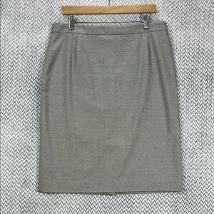 Hugo Boss Patterned Pencil Skirt Size 12 Black White Split Hem Lined Career